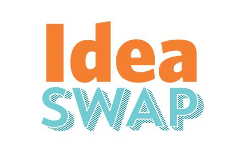 "Idea" in orange and "Swap" in turquoise.